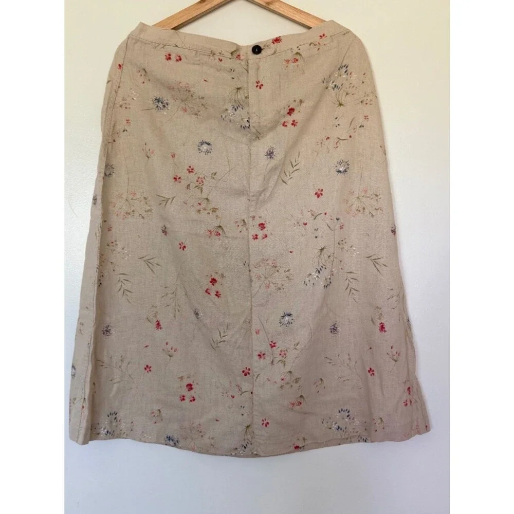Liz Claiborne Floral Print Linen Blend Shirt 12